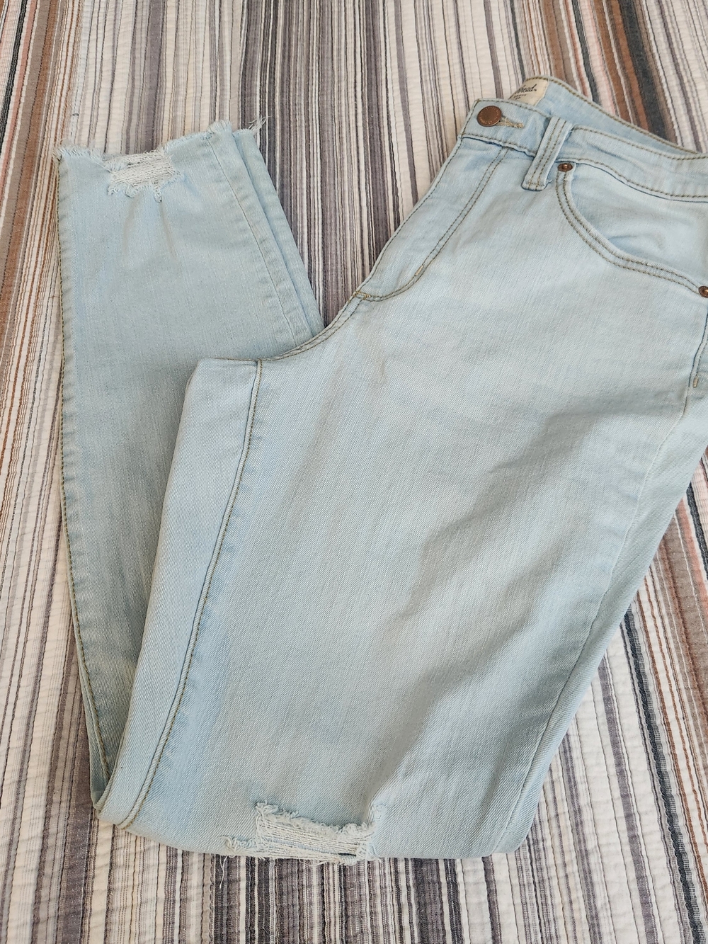 Pale Blue High Rise Ripped Skinny Jeans Women Size 30